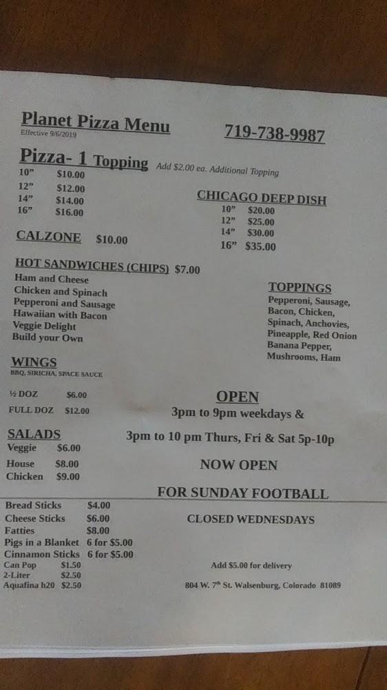 Planet Pizza Menu image 1